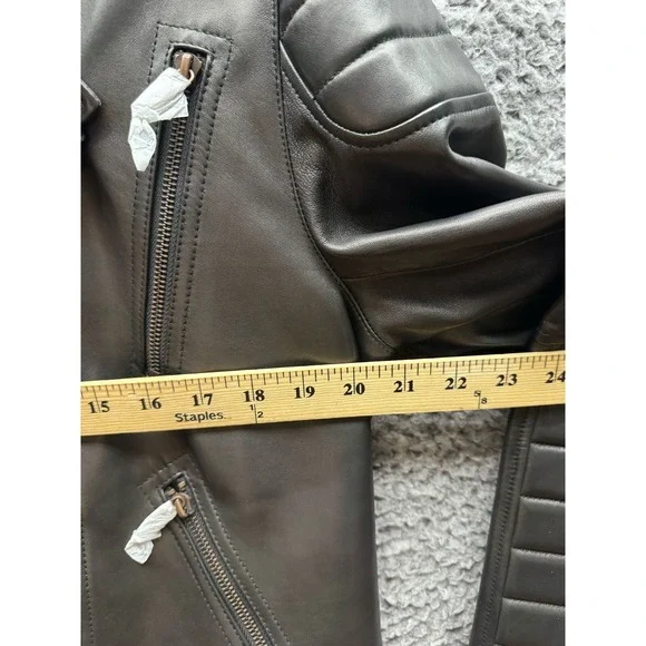 NWT Robert Graham Colter Lambskin Leather Biker Jacket Black Womens Size M $1998